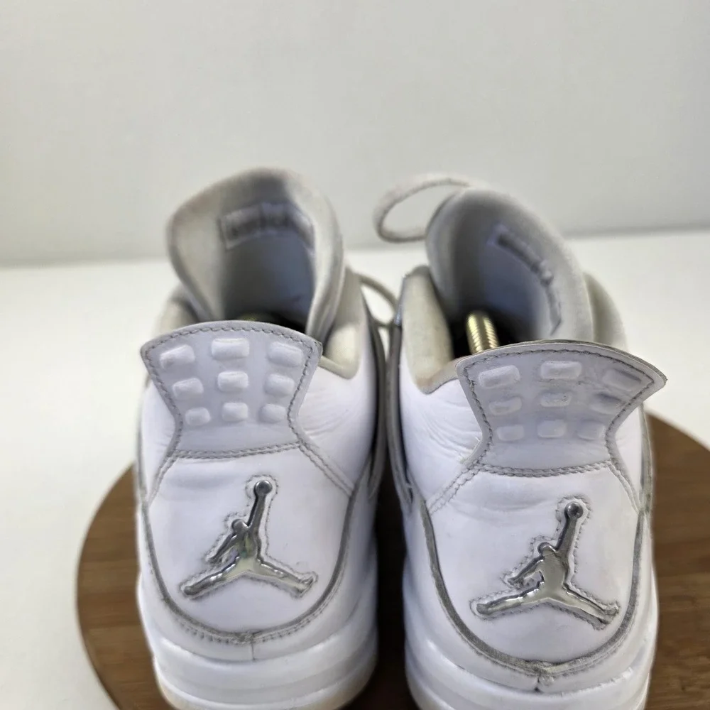 Nike Air Jordan 4 Retro Pure Money Shoes Mens Size 11.5‎ White Silver 308497-100